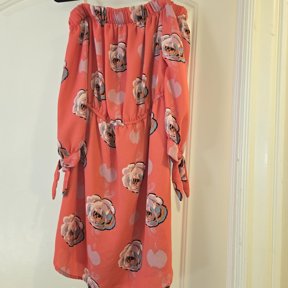 Blush Coral Floral Womens Dress